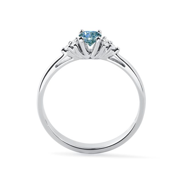 ZLATÝ ZÁSNUBNÍ PRSTEN MODRÝ DIAMANT - ZÁSNUBNÍ PRSTENY S BAREVNÝM DIAMANTEM - 