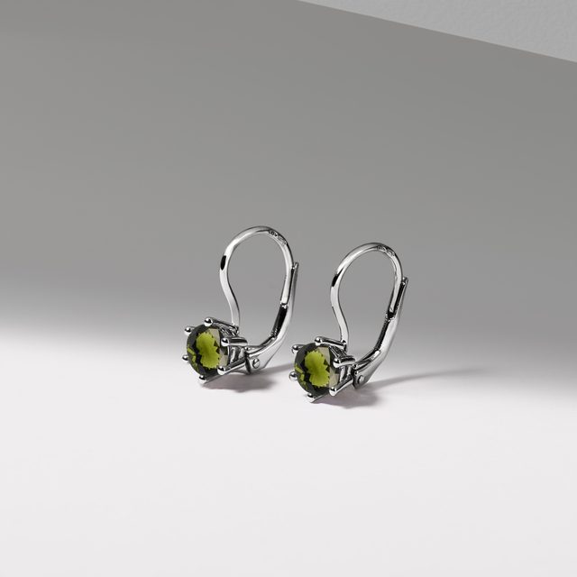 MOLDAVIT OHRRINGE IN WEISSGOLD - OHRRINGE MIT MOLDAVIT - 