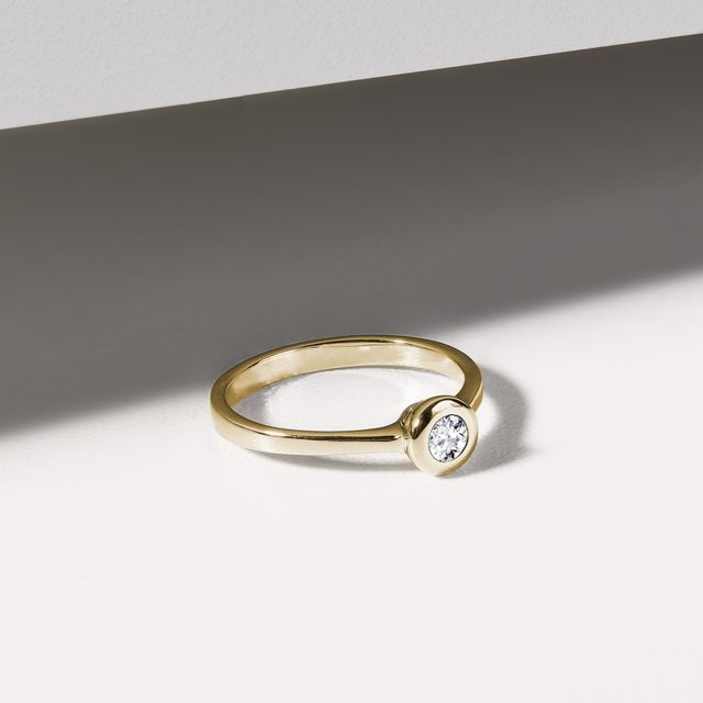 VERLOBUNGSRING MIT DIAMANT IM BRILLANTSCHLIFF IN GELBGOLD - VERLOBUNGSRINGE MIT BRILLANT - 