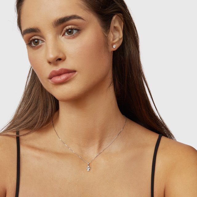 COLLIER PENDENTIF ANGE EN OR BLANC ET RUBIS - COLLIERS POUR ENFANTS - 