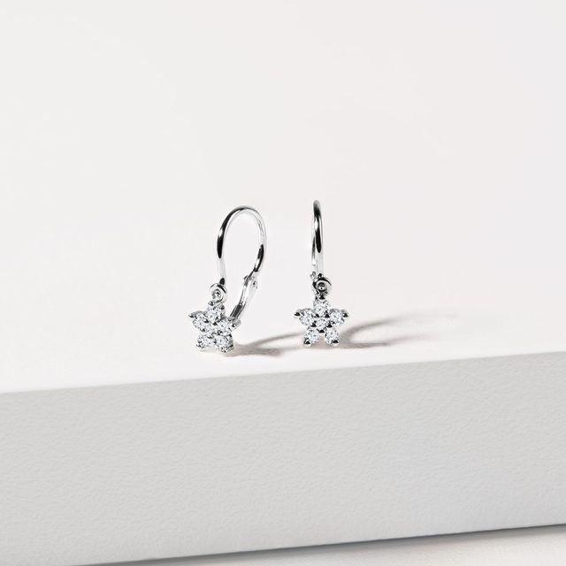 BOUCLES D'OREILLES POUR ENFANTS EN FORME D'ÉTOILE EN OR BLANC AVEC DIAMANTS - BOUCLES D'OREILLES POUR ENFANTS - 