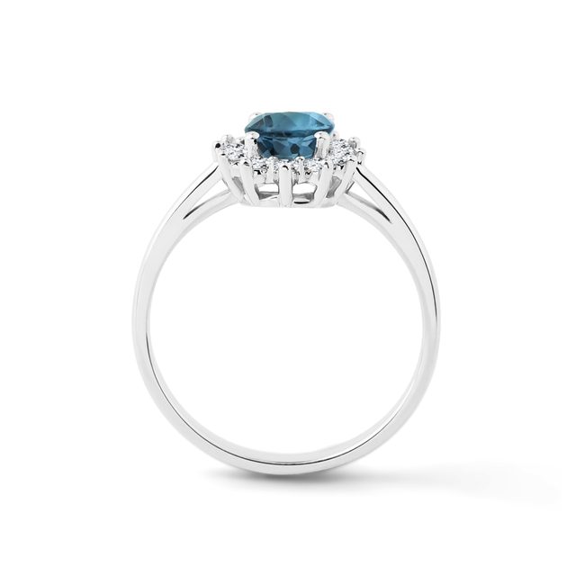 DARK TOPAZ AND DIAMOND RING IN WHITE GOLD - TOPAZ RINGS - 