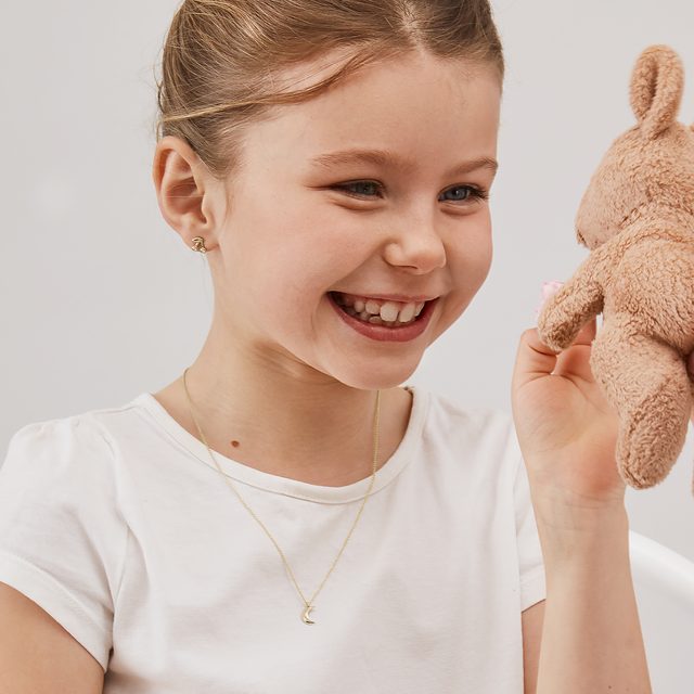 HALBMOND-HALSKETTE FÜR KINDER AUS GELBGOLD - KINDER KETTEN - 
