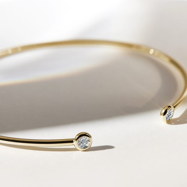 BRACELET EN OR AVEC DIAMANTS LUNETTE - BRACELETS MANCHETTE - 