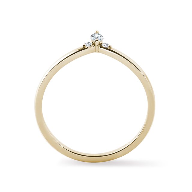 BAGUE CHEVRON EN OR AVEC DIAMANT MARQUISE - ALLIANCES DE MARIAGE FEMMES - 