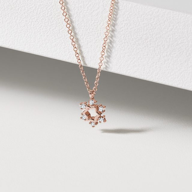 SCHNEEFLOCKEN-HALSKETTE AUS 14K ROSÉGOLD MIT DIAMANT - KETTEN MIT DIAMANTEN - 