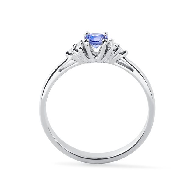 TANZANITE AND DIAMOND RING IN 14K WHITE GOLD - TANZANITE RINGS - 