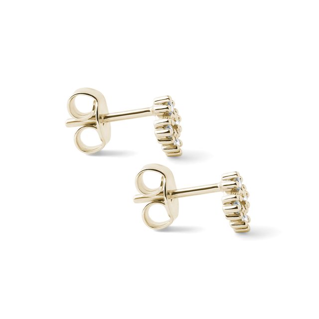 CLOUS D'OREILLES FLOCON DE NEIGE EN OR JAUNE ET DIAMANTS - PUCES D'OREILLES EN DIAMANT - 