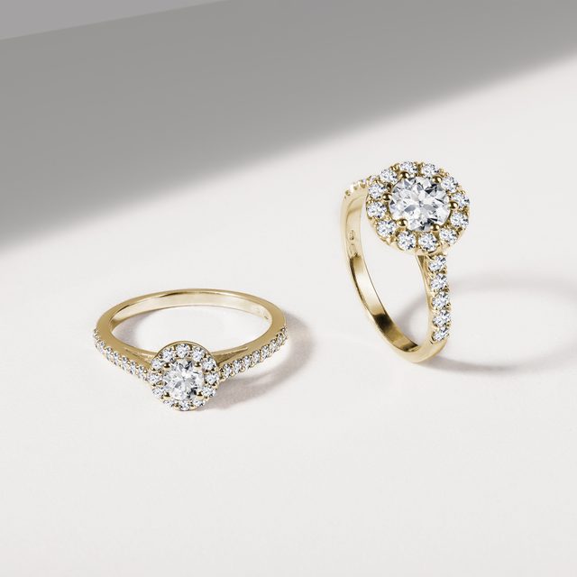 DIAMOND HALO RING IN 14K YELLOW GOLD - RINGS WITH LAB-GROWN DIAMONDS - 