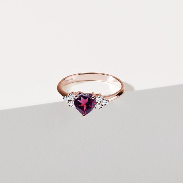 RHODOLIT RING MIT DIAMANTEN IN ROSÉGOLD - RINGE EDELSTEINE - 