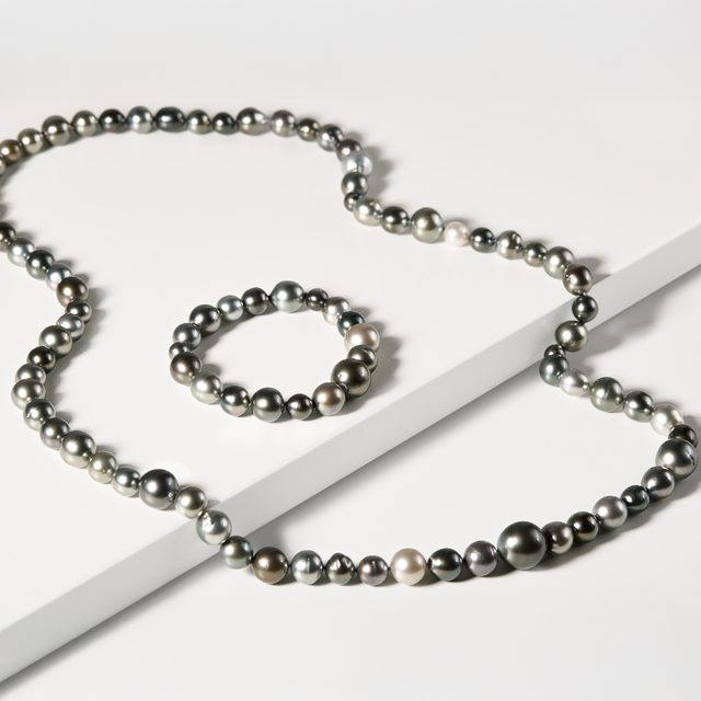 COLLIER ET BRACELET EN PERLES DE TAHITI - PARURES DE PERLES - 