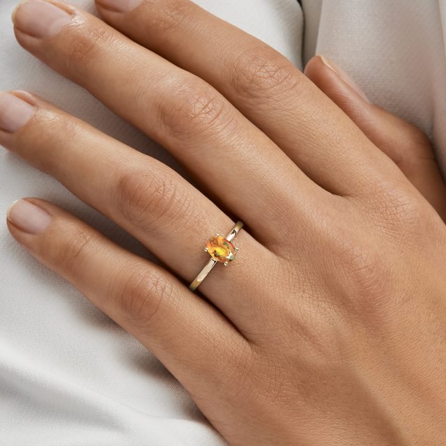 BAGUE EN OR JAUNE ET CITRINE DE MADÈRE TAILLE OVALE - BAGUES EN CITRINE - 