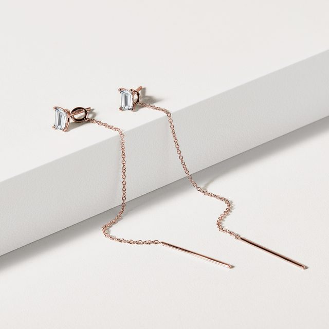 HÄNGENDE OHRRINGE MIT LABORDIAMANTEN IN ROSÉGOLD - OHRRINGE DIAMANT - 