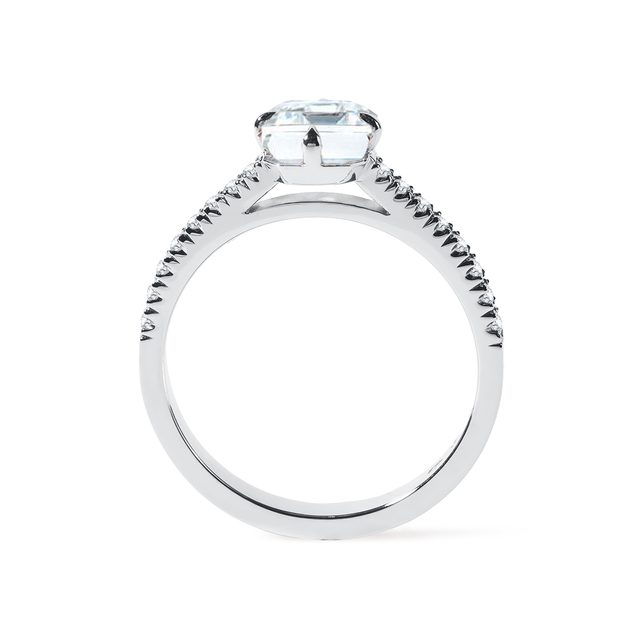 BAGUE DE FIANÇAILLES EN OR BLANC, AVEC DIAMANT ASSCHER - BAGUES AVEC DIAMANTS DE SYNTHÈSE - 