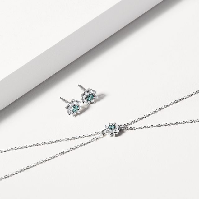 WEISSGOLDARMBAND MIT BLAUER DIAMANTBLUME - ARMBÄNDER MIT DIAMANTEN - 