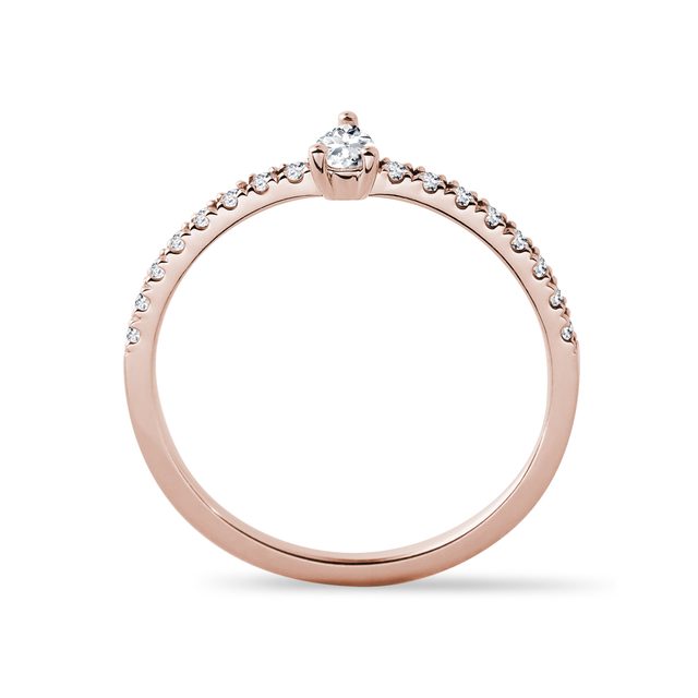BAGUE EN ROSE ET DIAMANT POIRE - BAGUES DE FIANÇAILLES EN DIAMANT - 