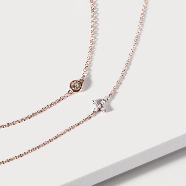 BRACELET MADE OF ROSE GOLD WITH CHAMPAGNE DIAMOND - DIAMOND BRACELETS - 