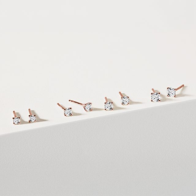 ELEGANT DIAMOND STUD EARRINGS IN ROSE GOLD - DIAMOND STUD EARRINGS - 