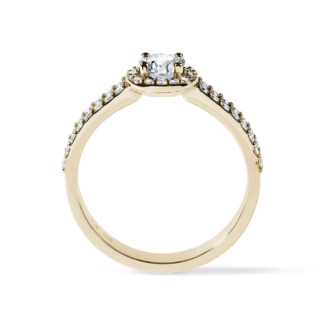 BAGUE DELUXE ENDIAMANTÉE D'OR JAUNE 14 CT - BAGUES DE FIANÇAILLES EN DIAMANT - 