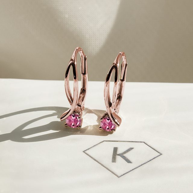 14K ROSE GOLD PINK TOURMALINE EARRINGS - TOURMALINE EARRINGS - 