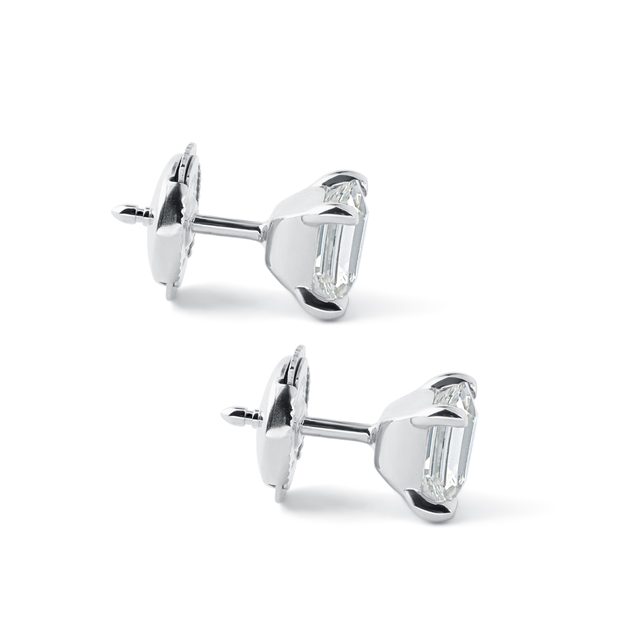 KOLCZYKI - BIAŁE ZŁOTO Z LABORATORYJNYMI DIAMENTAMI PRINCESS - DIAMENTOWE KOLCZYKI SZTYFTY - 