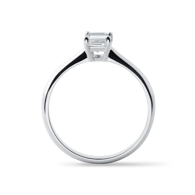 DIAMANTRING MIT SMARAGDSCHLIFF AUS 14KT WEISSGOLD - VERLOBUNGSRINGE DIAMANTEN - 