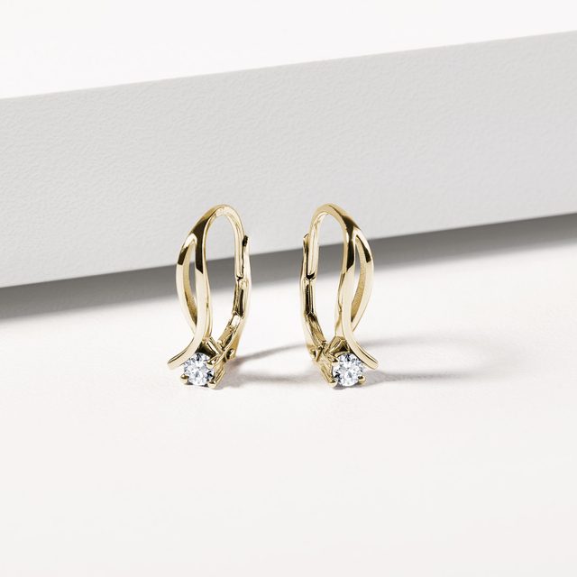 BOUCLES D'OREILLES DOUBLE RUBAN EN OR ET DIAMANT - BOUCLES D'OREILLES EN DIAMANT - 