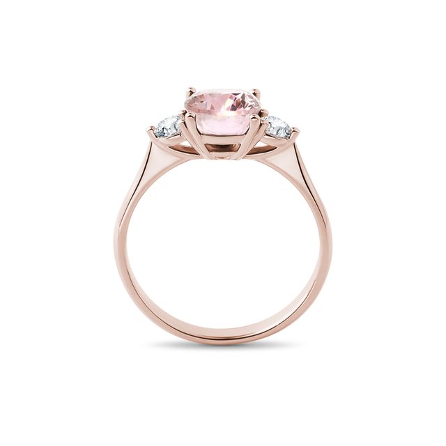 BAGUE EN OR ROSE AVEC DIAMANTS ET MORGANITE - BAGUES AVEC MORGANITE - 