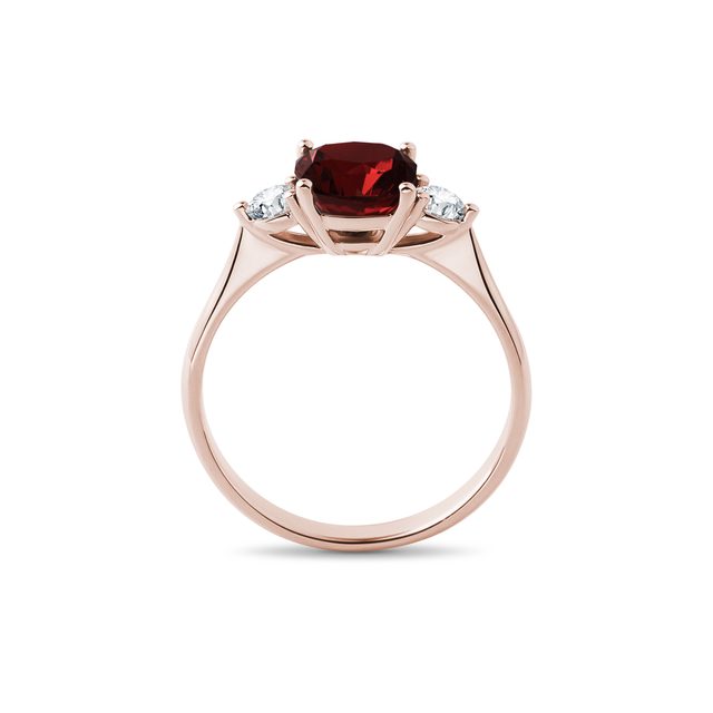 BAGUE EN OR ROSE AVEC DIAMANTS ET GRENAT - BAGUES EN GRENAT - 