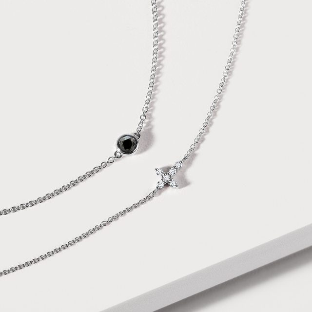 BRACELET WITH BLACK DIAMOND IN WHITE GOLD - DIAMOND BRACELETS - 