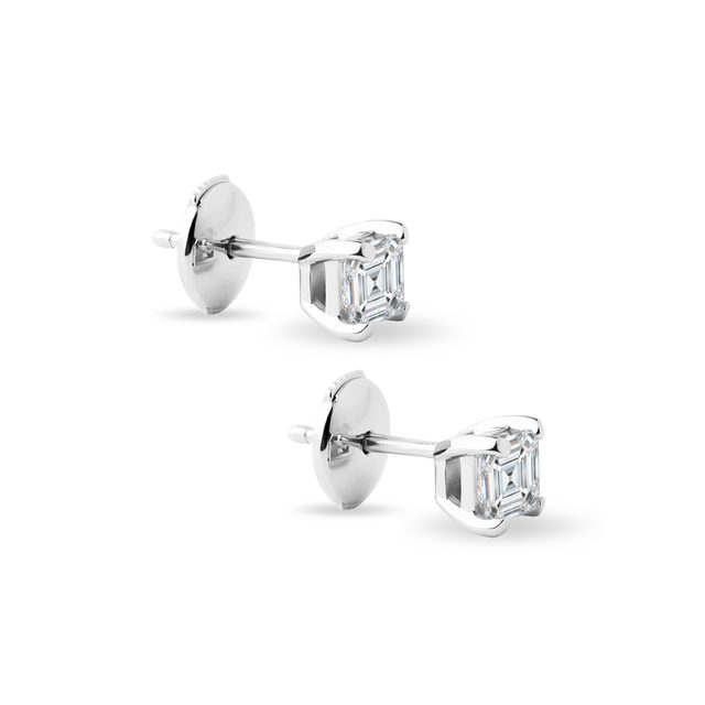 BOUCLES D'OREILLES EN OR BLANC ET DIAMANTS ASSCHER - PUCES D'OREILLES EN DIAMANT - 