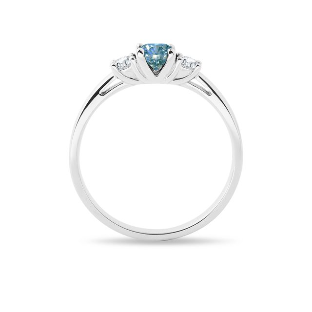 ZLATÝ ZÁSNUBNÍ PRSTÝNEK S MODRÝM DIAMANTEM - ZÁSNUBNÍ PRSTENY S BAREVNÝM DIAMANTEM - 