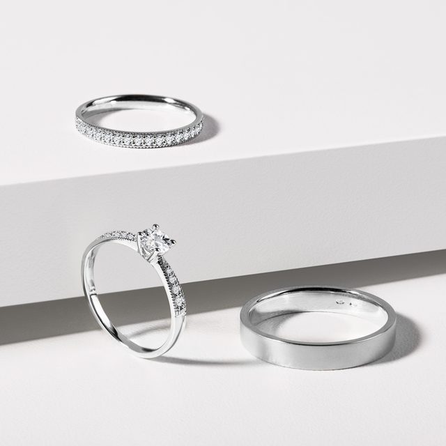 ELEGANTER RING AUS 14KT WEISSGOLD - TRAURINGE FÜR DAMEN - 