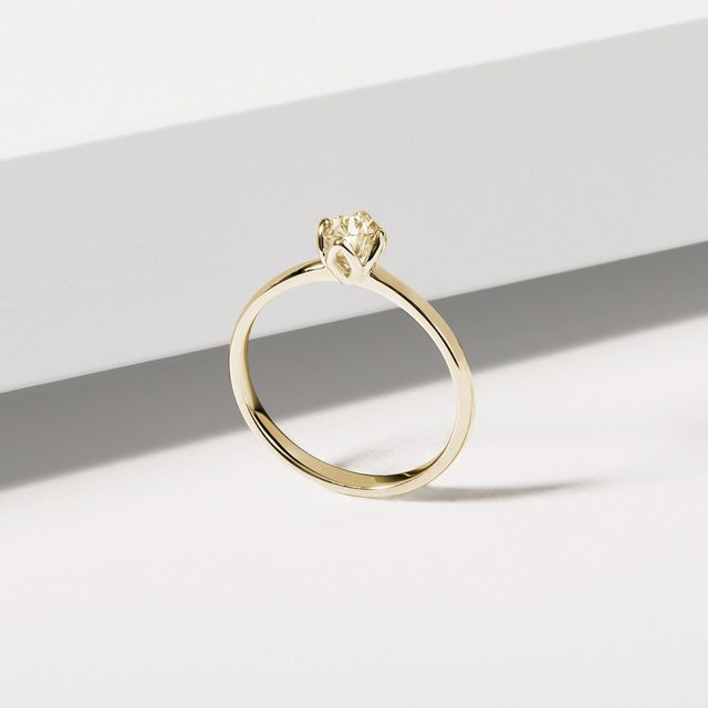 GELBER DIAMANTRING IN GELBGOLD - VERLOBUNGSRINGE MIT FARBIGEN DIAMANTEN - 