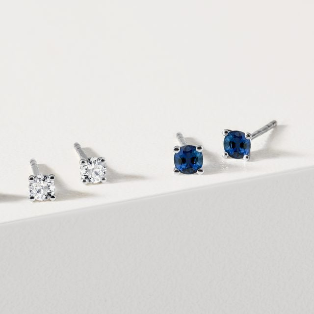 SAPHIR OHRSTECKER IN WEISSGOLD - OHRRINGE MIT SAPHIR - 