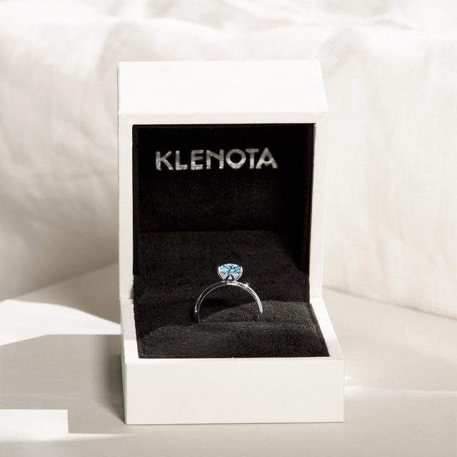 WHITE GOLD 1CT BLUE DIAMOND ENGAGEMENT RING - RINGS WITH LAB-GROWN DIAMONDS - 