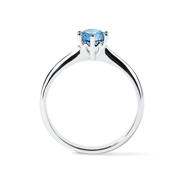 WHITE GOLD BLUE DIAMOND ENGAGEMENT RING - RINGS WITH LAB-GROWN DIAMONDS - 