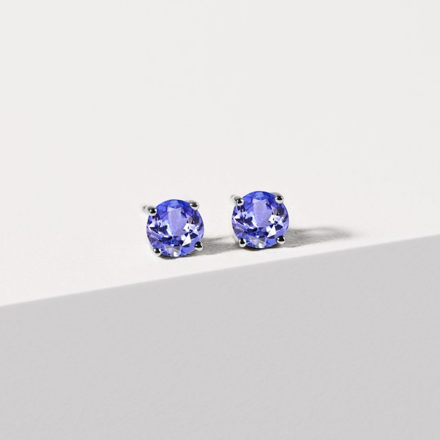 KOLCZYKI Z BIAŁEGO ZŁOTA Z TANZANITAMI - KOLCZYKI Z TANZANITAMI - 