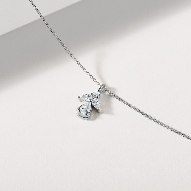 DIAMOND ANGEL NECKLACE IN WHITE GOLD - DIAMOND NECKLACES - 