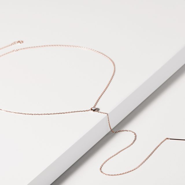 COLLIER EN OR ROSE AVEC DIAMANT SERTI CLOS - COLLIERS AVEC DIAMANTS - 