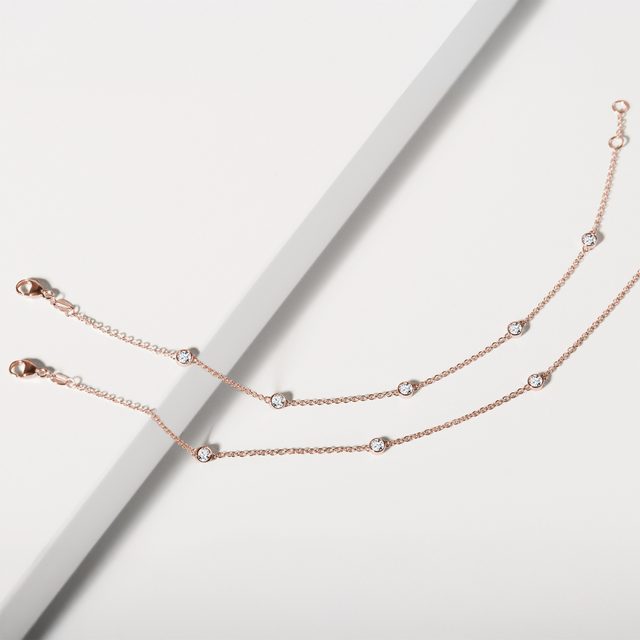 BRACELET EN OR ROSE ET DIAMANTS - BRACELETS AVEC DIAMANTS - 