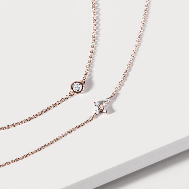 DIAMANTARMBAND MIT KREUZ AUS 14K ROSÉGOLD - ARMBÄNDER MIT DIAMANTEN - 