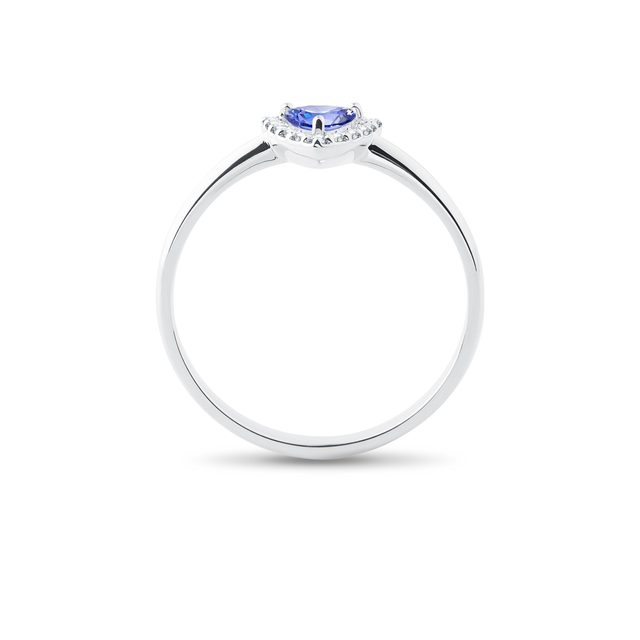 PRSTEN TRILIÓN S TANZANITEM A BRILIANTY V BÍLÉM ZLATĚ - PRSTENY S TANZANITEM - 