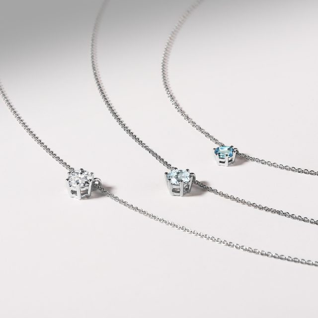 HALSKETTE AUS WEISSGOLD MIT RUNDEM SCHWEIZER TOPAS - KETTEN MIT TOPAS - 