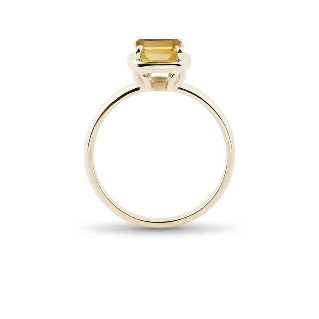ZLATÝ PRSTEN S CITRÍNEM V BRUSU CUSHION - PRSTENY S CITRÍNEM - 