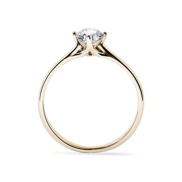 RING MIT 0,5 CT DIAMANT AUS GELBGOLD - VERLOBUNGSRINGE MIT BRILLANT - 