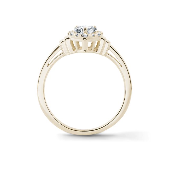 HEART SHAPED DIAMOND ENGAGEMENT RING IN YELLOW GOLD - DIAMOND ENGAGEMENT RINGS - 