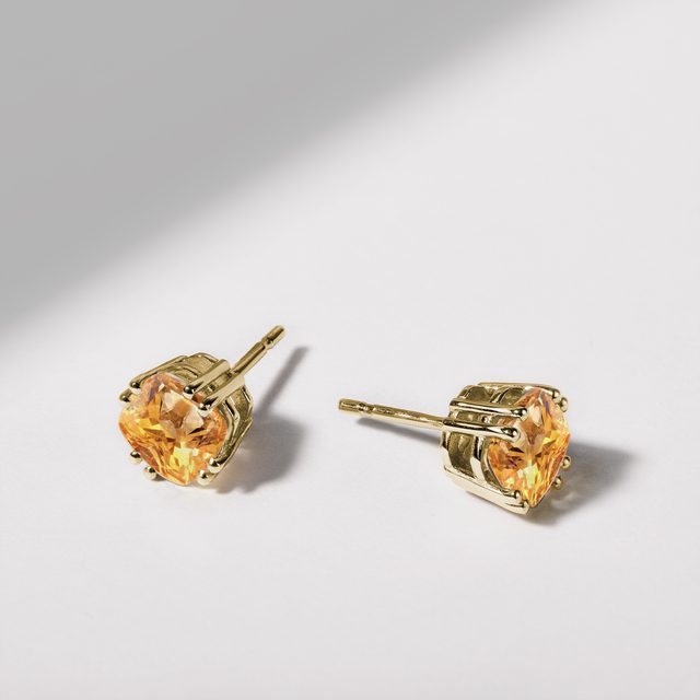 BOUCLES D'OREILLES EN OR JAUNE ET CITRINES DE MADÈRE - BOUCLES D'OREILLES EN CITRINE - 