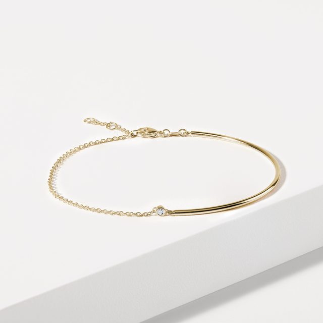 BRACELET IN YELLOW GOLD WITH A DIAMOND - DIAMOND BRACELETS - 