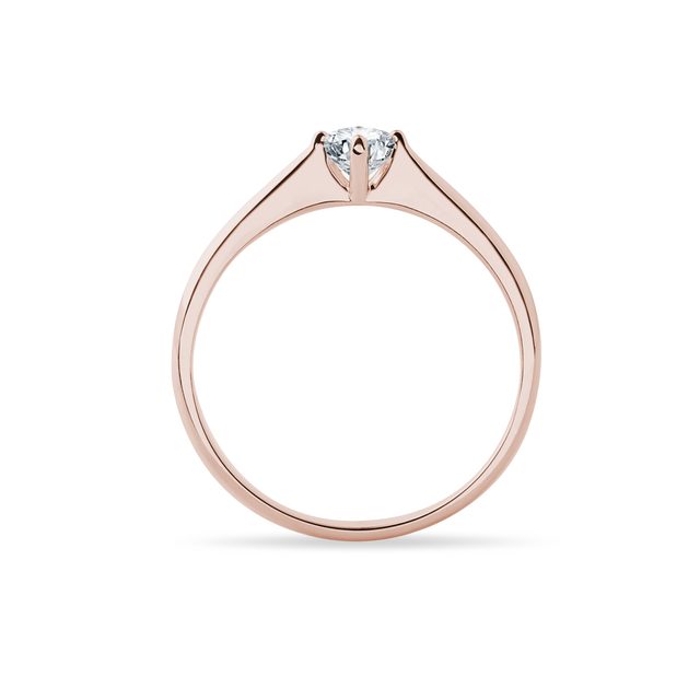 MINIMALISTICKÝ PRSTEN S DIAMANTEM V RŮŽOVÉM ZLATĚ - ZÁSNUBNÍ PRSTENY S BRILIANTEM - 